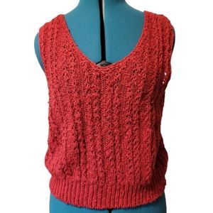 Liz Claiborne Vintage women's knitted burgundy red vest size medium V neckline